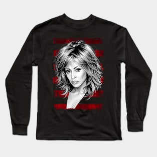 Tina Turner Vintage Halftone Red Stripes Long Sleeve T-Shirt